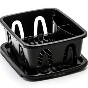 Camco Mini Dish Drainer and Tray | Fits RV Sinks and Small Counter Spaces | Durable Heavy-Duty Construction | (43512) , Black