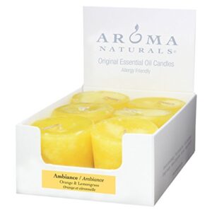 aroma naturals ambiance votive candle, yellow/orange/lemongrass, 6 count