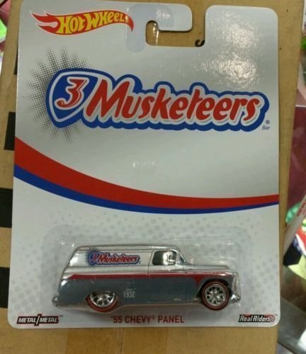 NEW 2014 Hot Wheels Pop Culture 3 Musketeers '55 Chevy Panel RARE Real riders