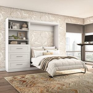 Bestar Pur Full Murphy Bed and Storage Unit with Drawers, 95-inch Space-Saving Wall Bed with Storage