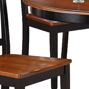 East-West Furniture AVAT7-BLK-W 7-Piece Dining Table Set - 6 Kitchen Chairs with Wooden Seat - A Beautiful Butterfly leaf Kitchen Table (Black & Cherry Finish)