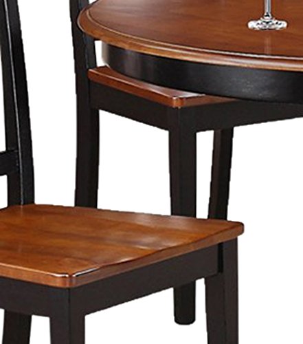 East-West Furniture AVAT7-BLK-W 7-Piece Dining Table Set - 6 Kitchen Chairs with Wooden Seat - A Beautiful Butterfly leaf Kitchen Table (Black & Cherry Finish)