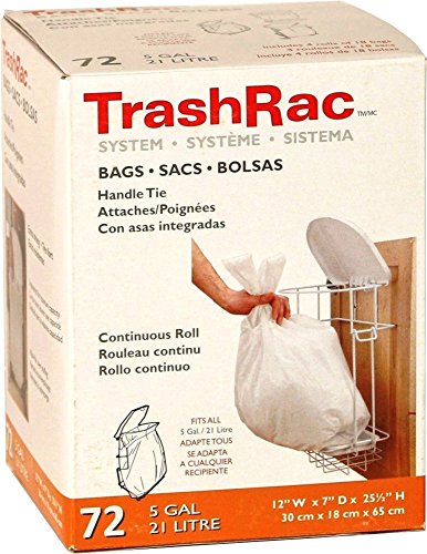 Trashrac 5 gal. Trash Bags Handle Tie - 72 Count (Pack of 2)