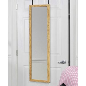 Mirrotek - Full Length Adjustable Over The Door Mirror White Wood Finish - Hanging Mirror Full Length - Instant Install Long Full Body Mirror for Bedroom, Dorm Room 14" x 48"