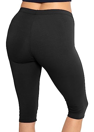 STRETCH IS COMFORT Women's Knee Length Leggings Black Large