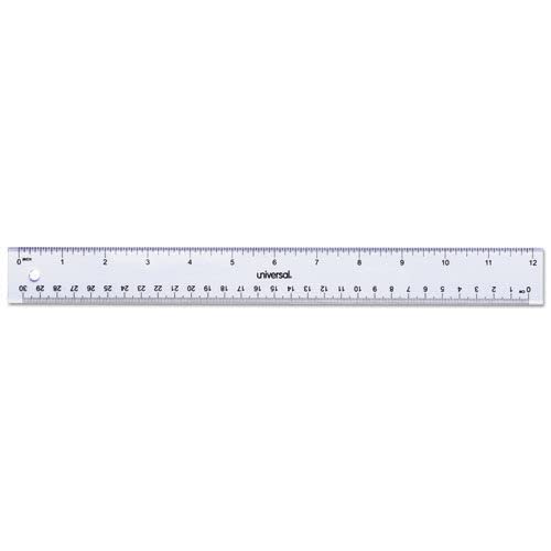 Universal UNV59022 12 in. Plastic Standard/Metric Ruler - Clear