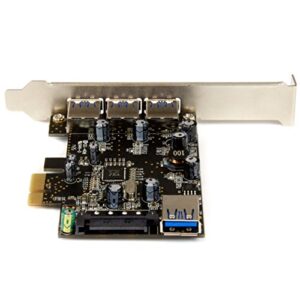 StarTech.com 4 Port PCI Express USB 3.0 Card - 3 External and 1 Internal - Native OS Support in Windows 8 and 7 - Standard and Low-Profile (PEXUSB3S42)