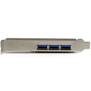 StarTech.com 4 Port PCI Express USB 3.0 Card - 3 External and 1 Internal - Native OS Support in Windows 8 and 7 - Standard and Low-Profile (PEXUSB3S42)