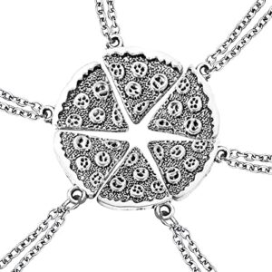 mjartoria best friend necklaces, pizza bff necklaces for 2 antique silver color pizza slice friendship necklace set of 6