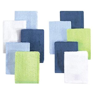 little treasure unisex baby rayon from bamboo luxurious washcloths, denim lime 10-pack, one size