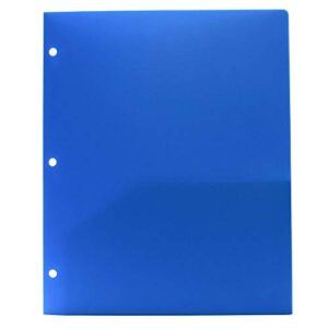 JAM PAPER Heavy Duty Plastic 3 Hole Punch Pocket Folders - Extra Tough School Folders - Assorted Fashion Colors - 6/Pack