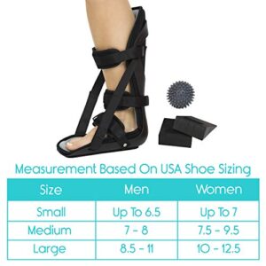 Vive Hard Plantar Fasciitis Night Splint and Trigger Point Spike - Stabilizer Brace Relieves Inflammation - Foot Support Boot Features Adjustable Hook and Loop Straps for Achilles Pain Relief