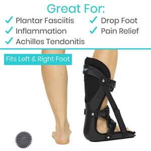 Vive Hard Plantar Fasciitis Night Splint and Trigger Point Spike - Stabilizer Brace Relieves Inflammation - Foot Support Boot Features Adjustable Hook and Loop Straps for Achilles Pain Relief
