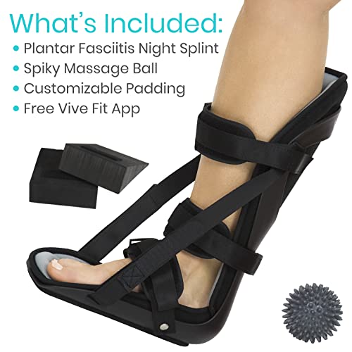 Vive Hard Plantar Fasciitis Night Splint and Trigger Point Spike - Stabilizer Brace Relieves Inflammation - Foot Support Boot Features Adjustable Hook and Loop Straps for Achilles Pain Relief