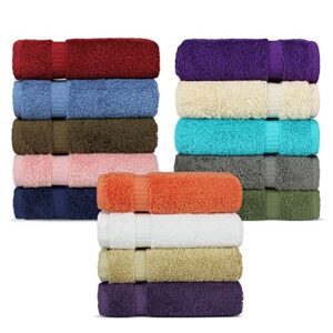 chakir turkish linens hotel & spa quality, highly absorbent 100% cotton turkish washcloths (2 x 6 random colors - set of 12)