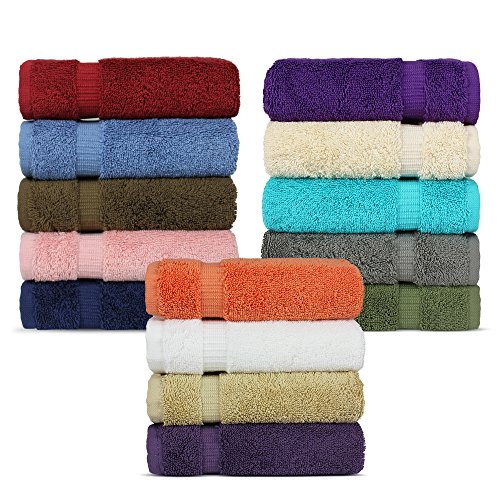 Chakir Turkish Linens Hotel & Spa Quality, Highly Absorbent 100% Cotton Turkish Washcloths (2 X 6 Random Colors - Set of 12)