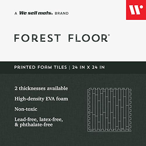 FOREST FLOOR Thick Printed Foam Tiles, Premium Wood Grain Interlocking Foam Floor Mats, Anti-Fatigue Flooring, 3/8" Thick, Light Bamboo, 24 Square Feet (6 Tiles)