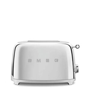 smeg tsf01ssus 50's retro style aesthetic 2 slice toaster, chrome