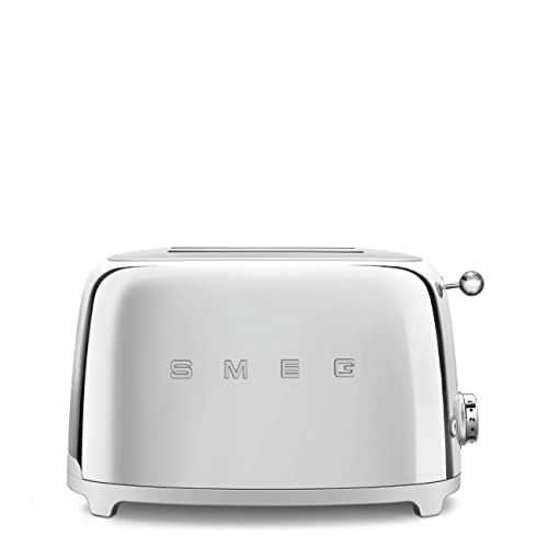 Smeg TSF01SSUS 50's Retro Style Aesthetic 2 Slice Toaster, Chrome