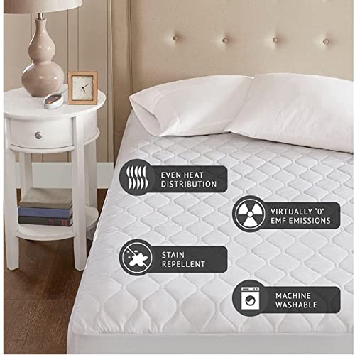 Beautyrest 3M Scotchgard Heated Mattress Pad - Electric Bed Warmer with 5 Heat Settings, 10 Hr Auto Shut Off Timer, All Around Elastic Deep Pocket, UL Certified, Machine Washable, White Queen