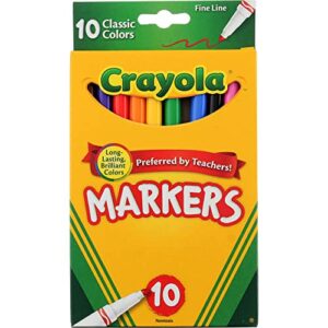 crayola 58-7726 classic fine line markers assorted colors 10 count, 2 pack