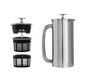 espro - p7 french press - double walled stainless steel insulated coffee and tea maker with micro-filter - keep drinks hotter for longer, perfect for home (polished stainless steel, 18 oz)