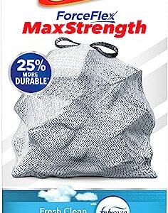 Glad ForceFlex MaxStrength Tall Kitchen Drawstring Trash Bags, 13 Gallon, Fresh Clean Scent with Febreze Freshness, 34 Count