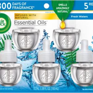 Air Wick Scented Oil Refill, 5ct, Fresh Waters, Air Freshener, Essential Oils