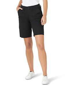 lee women's relaxed fit avey knit waist cargo bermuda short black 16