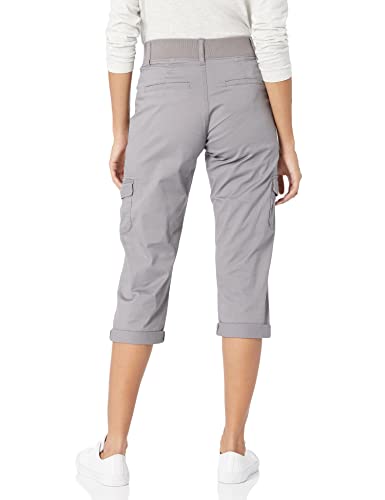 Lee Missy Women's Relaxed Fit Austyn Knit Waist Cargo Capri Pant, Frost Gray, 14