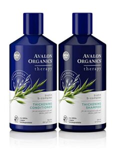 avalon organics all natural biotin b-complex therapy thickening shampoo and conditioner for hair loss and thinning hair, 14 fl oz (pack of 2)