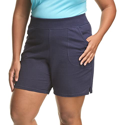 Just My Size Women's Plus Cotton Jersey Pull-On Shorts - 2X Plus - Navy