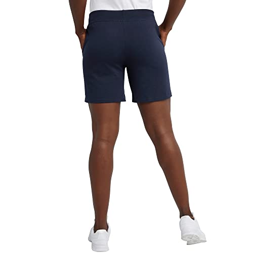 Hanes Women's Pocket Drawstring Cotton Inseam Shorts, Navy, X-Large