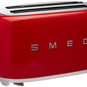 Smeg TSF02RDUS 50's Retro Style Aesthetic 4 Slice Toaster, Red