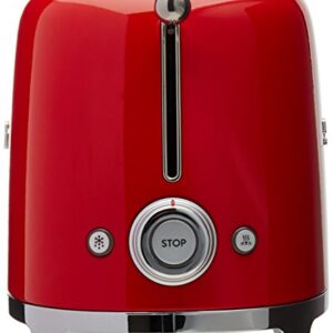 Smeg TSF02RDUS 50's Retro Style Aesthetic 4 Slice Toaster, Red