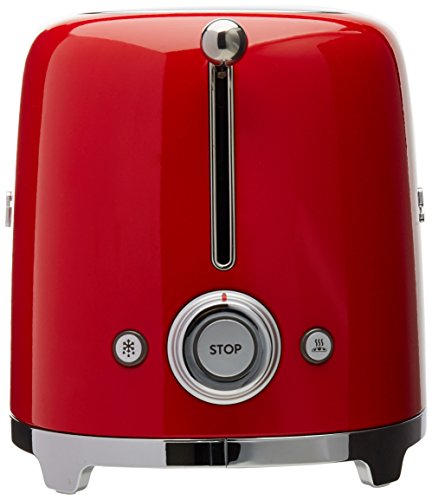 Smeg TSF02RDUS 50's Retro Style Aesthetic 4 Slice Toaster, Red