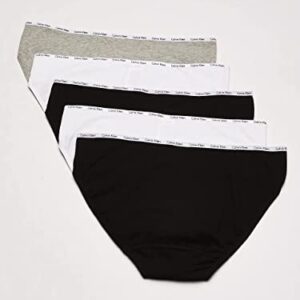 Calvin Klein Women's Cotton Stretch Logo Multipack Bikini Panty, Black/White/Grey Heather, Medium