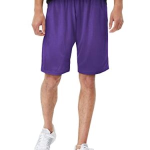 Hat and Beyond Mens Mesh Shorts Elastic Sports Gym Performance Workout Boxing Jersey Basketball Pants (Medium, 1ih01_Purple)