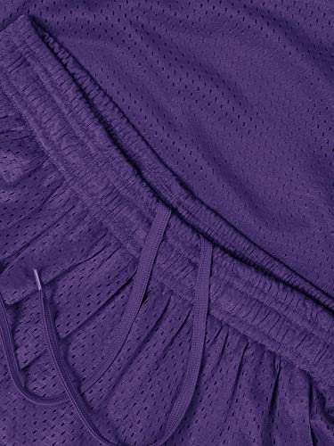 Hat and Beyond Mens Mesh Shorts Elastic Sports Gym Performance Workout Boxing Jersey Basketball Pants (Medium, 1ih01_Purple)