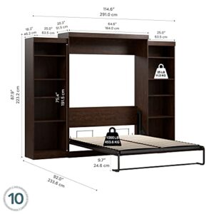 Bestar Pur Queen Murphy Bed and 2 Storage Units, 115-inch Space-Saving Wall Bed with Storage