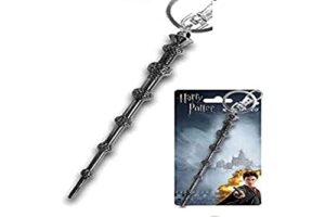 harry potter monogram dumbledore's wand pewter keychain, gray