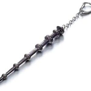 Harry Potter Monogram Dumbledore's Wand Pewter Keychain, Gray