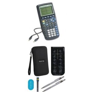 texas instruments ti-83 plus graphing calculator with travel case and essential graphing accessory bundle, black