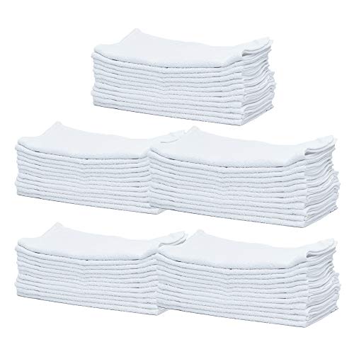 Pacific Linens 60-Pack White 100% Cotton Towel Washcloths, Durable, Lightweight, Commercial Grade and Ultra Absorbent