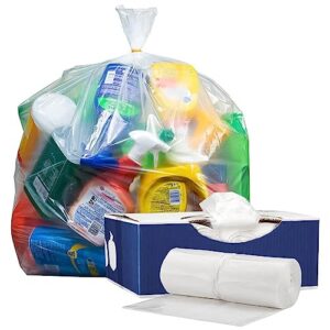 plasticplace 55-60 gallon trash bags │ 1.5 mil │ clear heavy duty garbage can liners │ 38” x 58” (50count)