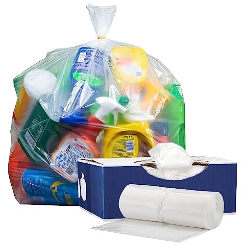 Plasticplace 55-60 gallon Trash Bags │ 1.5 Mil │ Clear Heavy Duty Garbage Can Liners │ 38” x 58” (50Count)