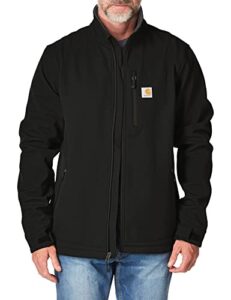 carhartt men's rain defender relaxed fit heavyweight softshell jacket, black, large