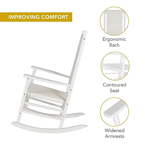 Shine Company Hampton, Outdoor Rocker, Front Porch Rocking Chair, White