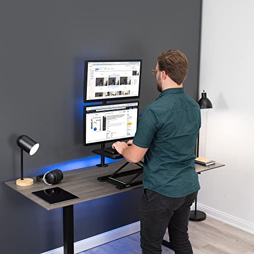 VIVO Dual Monitor Desk Mount Stand with Height Adjustment and VESA Plates for 2 LCD Ultrawide Screens up to 34 inches, Stacked Array, STAND-V002R