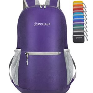 ZOMAKE Ultra Lightweight Hiking Backpack 20L - Packable Small Backpacks Water Resistant Daypack for Women Men(Purple)
